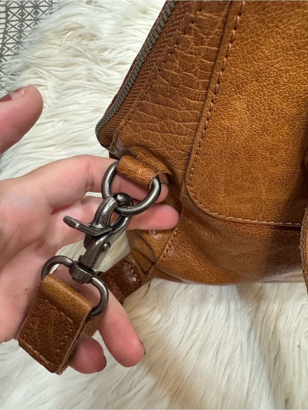 Spikes & Sparrow Genuine Leather Shoulder Bag Purse Brown Front Zip Pocket - Picture 7 of 12